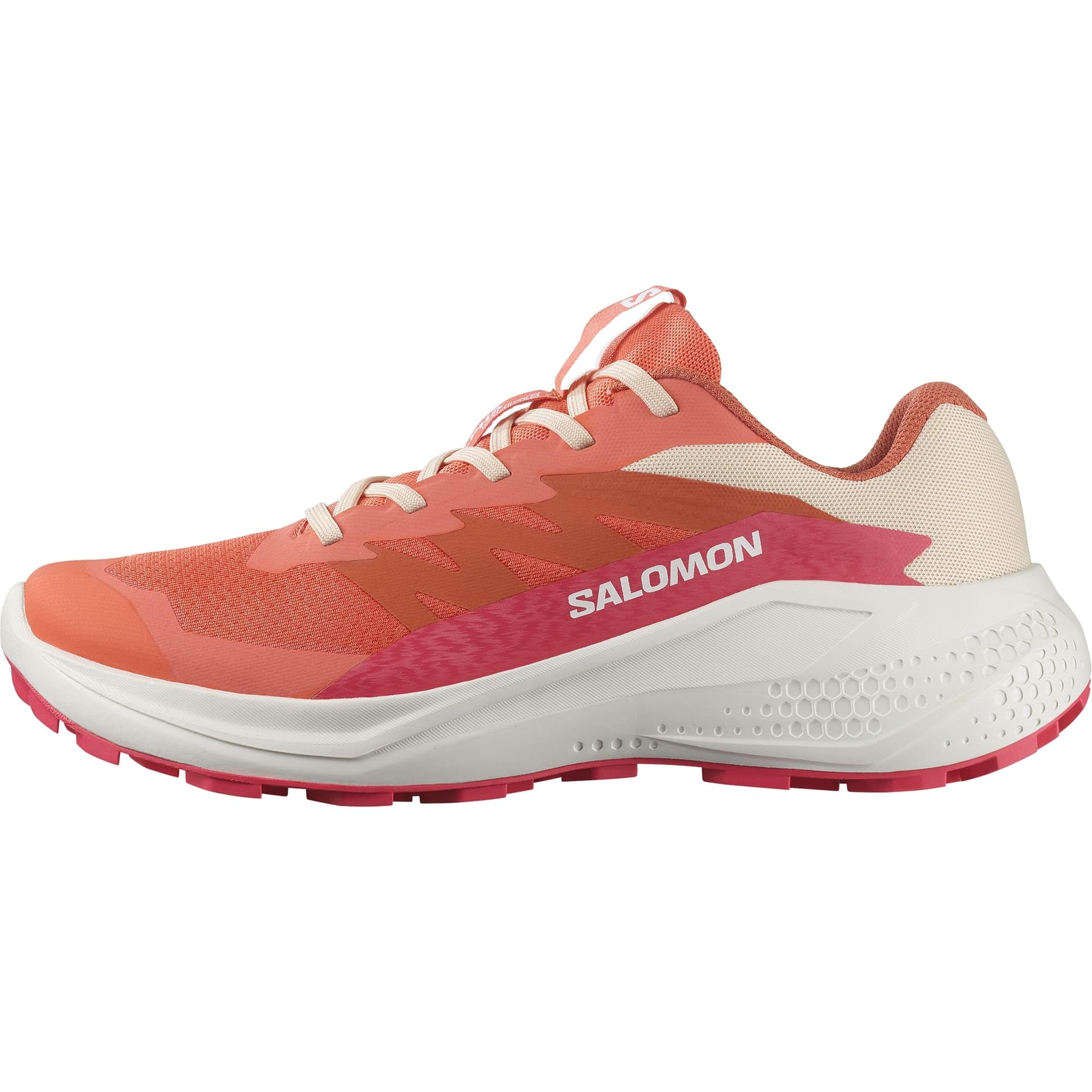 Salomon Women's Alphaglide Trail Running Shoe, Lightweight Cushioning and All-Terrain Grip for Trail Running & Hiking - Emberglow/White/Rouge Red - 7.5 Medium