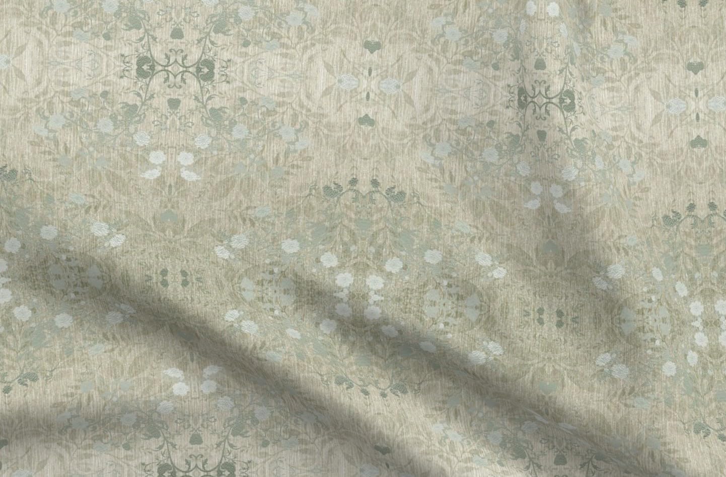 Spoonflower Fabric - Victorian Damask Rustic Faux Silver Floral Botanical Vintage Style Printed on Petal Cotton Fabric Fat Quarter - Sewing Quilting Apparel Crafts Decor