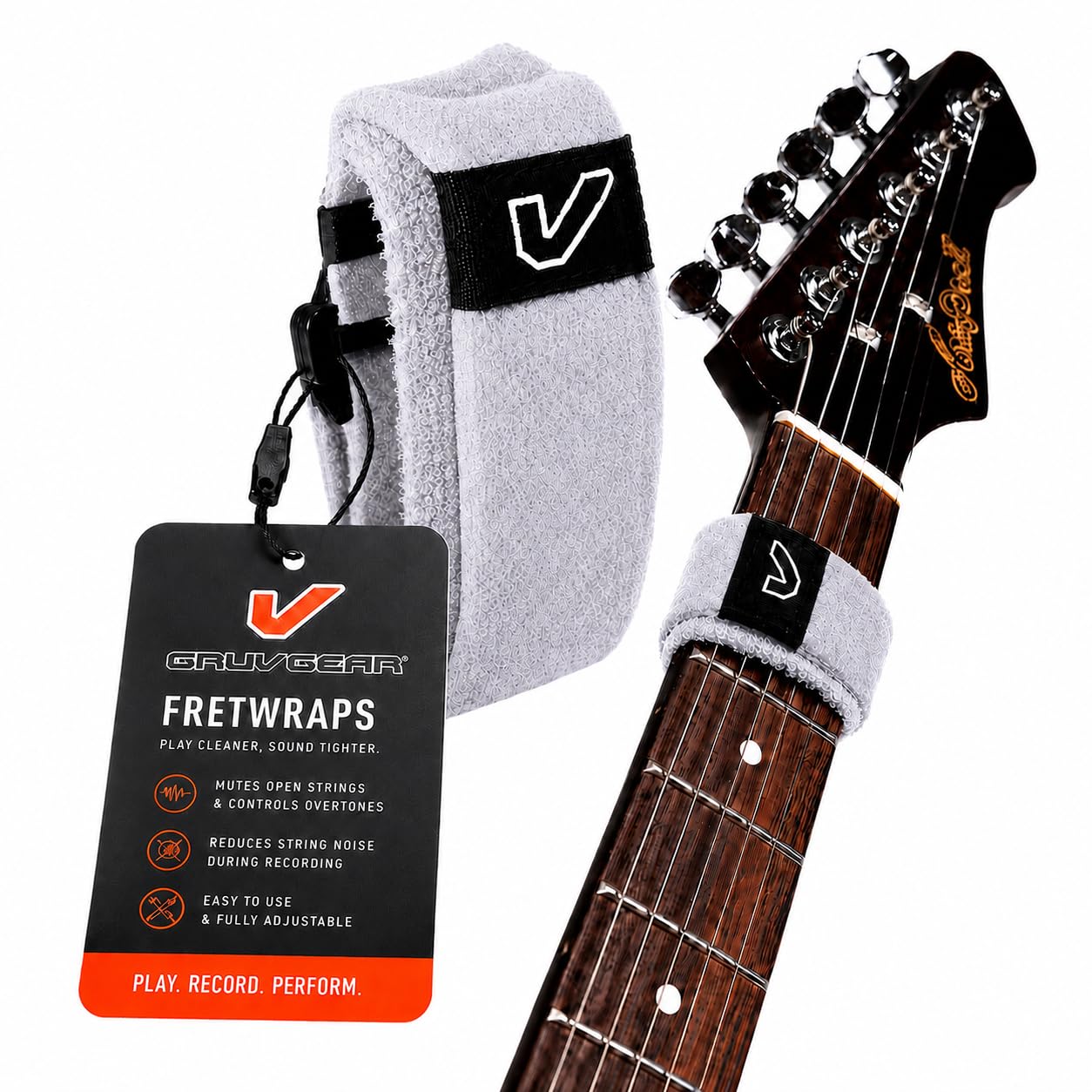 Gruv Gear Fret Wrap &amp; Guitar Mute, Fretwrap for Acoustic, Electric &amp; Bass | String Dampener Recording, Tapping &amp; Practice Accessory (1 Pack, Large Off-White, Fits 6 String Bass, 8 String Guitar)