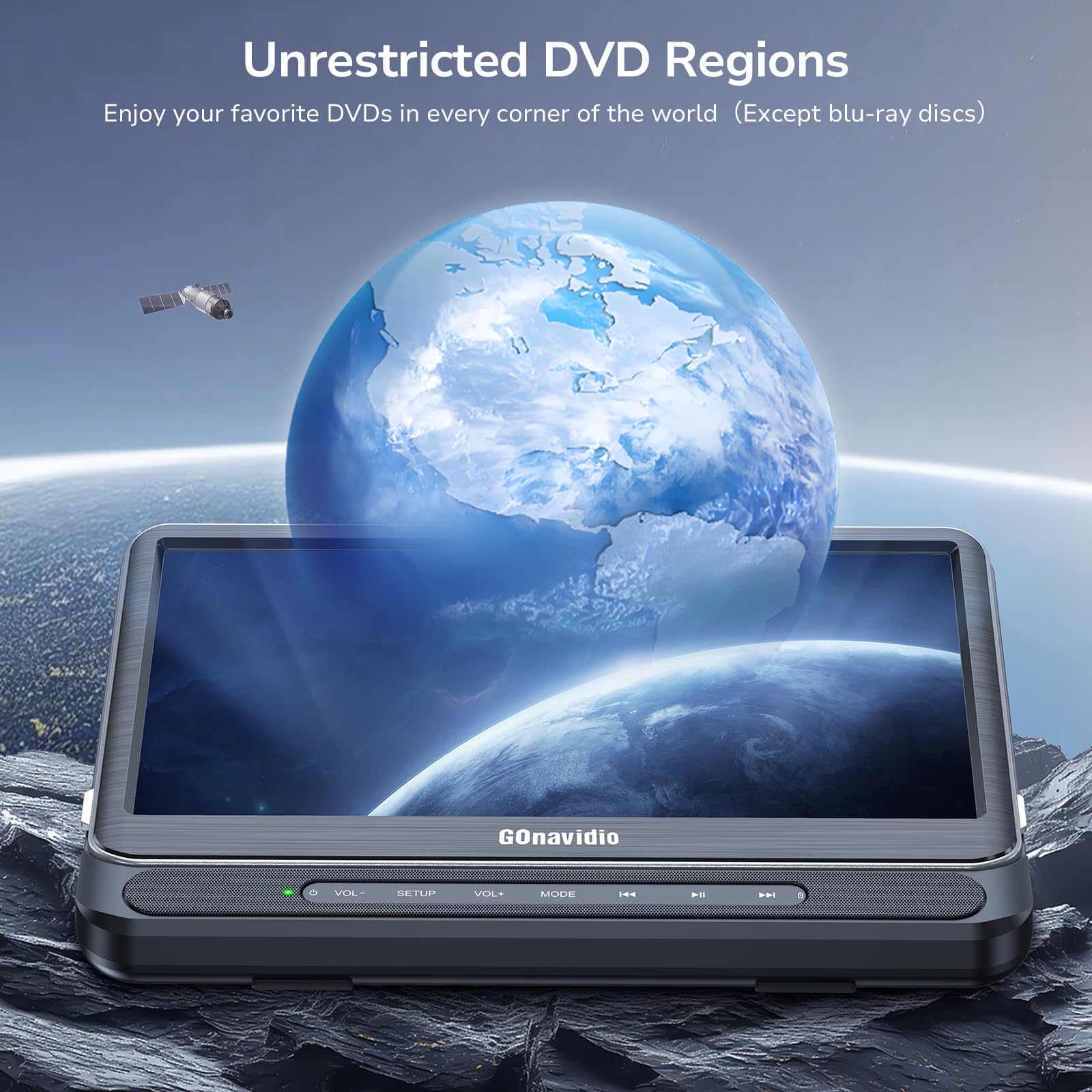 GOnavidio 12'' Lecteur DVD Voiture pour Enfants avec entrée HDMI, Lecteur vidéo Portable équipé 5H Batterie, Support la Carte USB/TF, entrée et Sortie AV, décodage HD, sans région, dernière mémoire