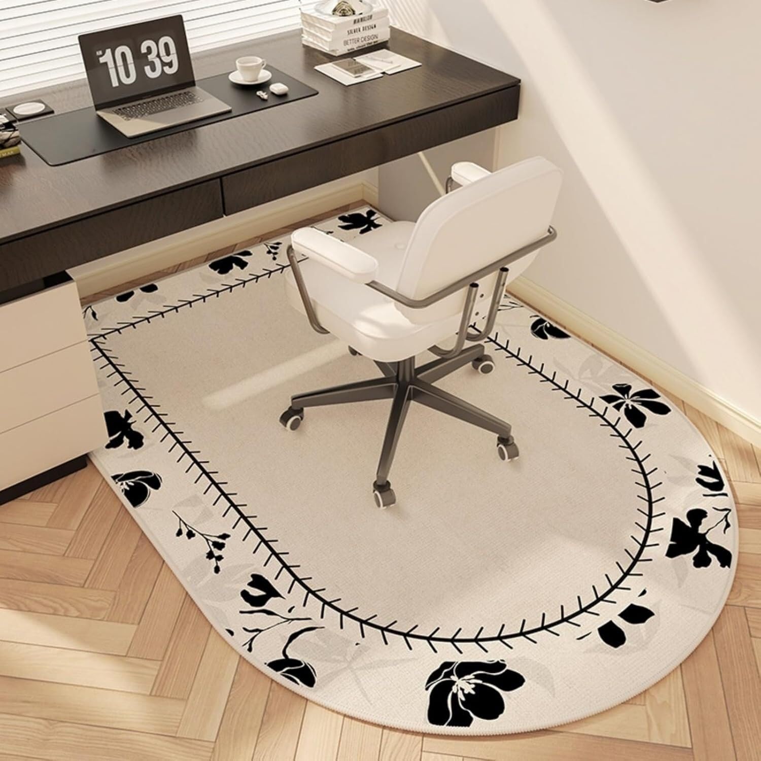 Chaises d'ordinateur tapis de sol beige 60x90cm parquet bois