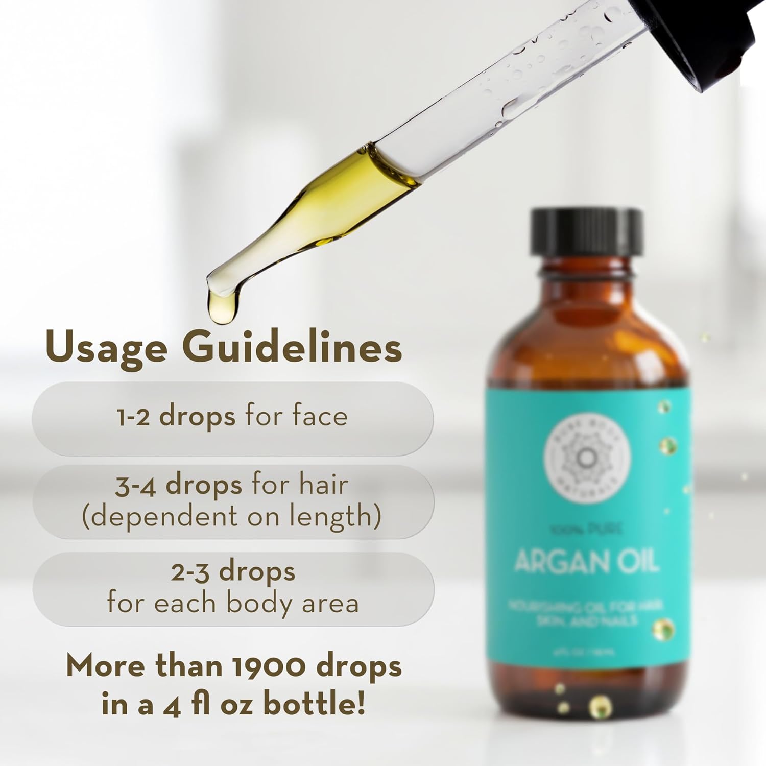 Pure Body Naturals Argan Oil for Skin and Face - 4 fl oz Cold Pressed, Light, Non-Greasy, Nourishing Pure Argan Oil for Hair - Aceite de Argan - Image 6