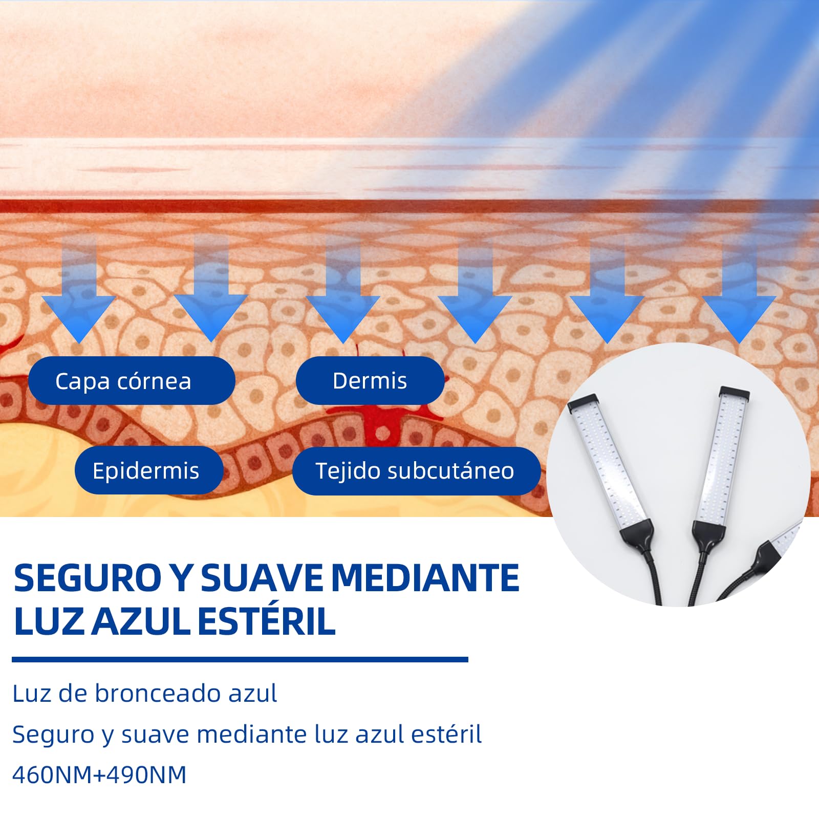 Lámpara de bronceado 432 LED 460 nm 490 nm 60 W para hogar