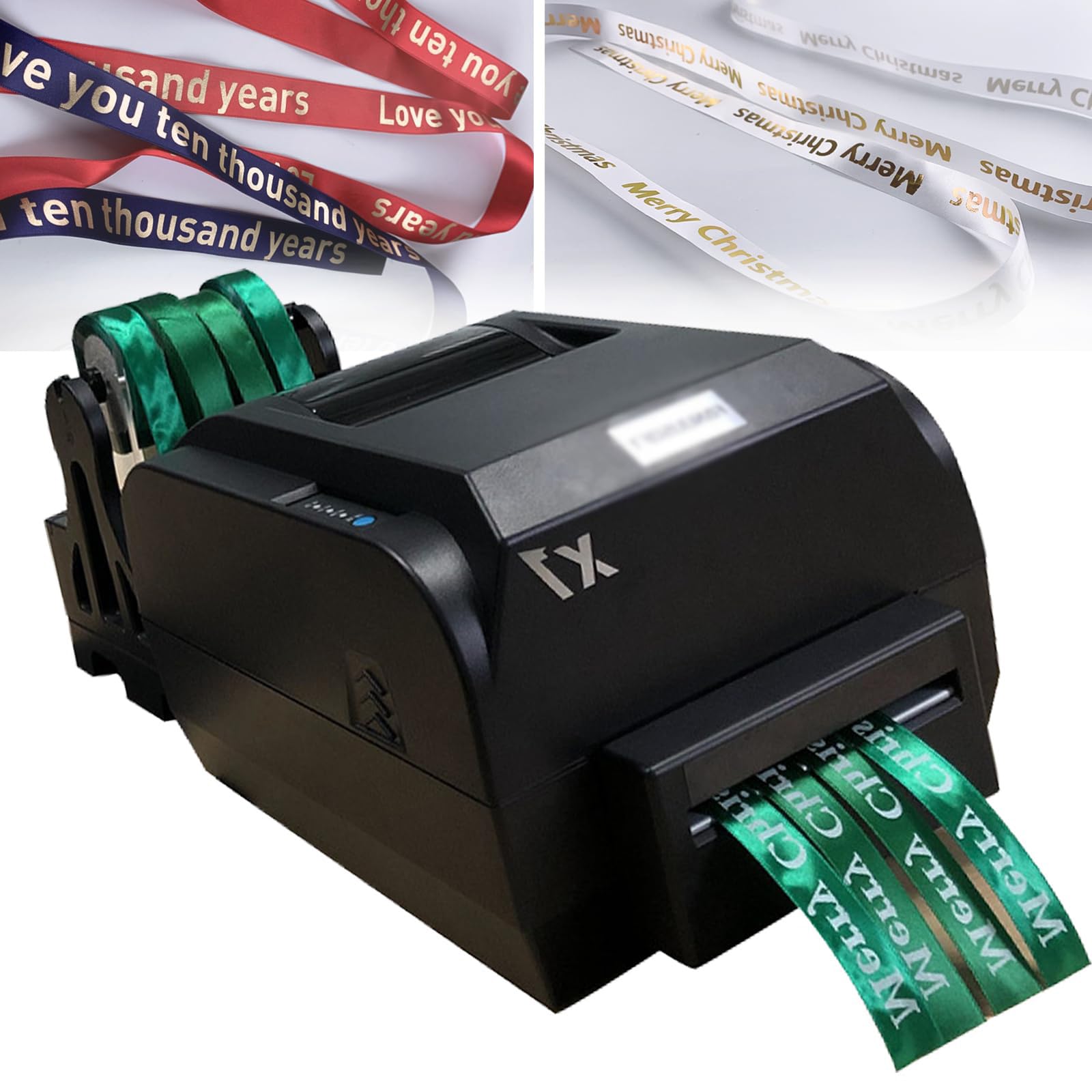 Macchina per Stampa a Nastro Digitale, Macchina Satinata, Stampa timbrata per Confezioni Regalo, con Porta Nastro, Larghezza 25-108 mm/20-50 mm/12-20 mm, velocità 150 mm/s, Support
