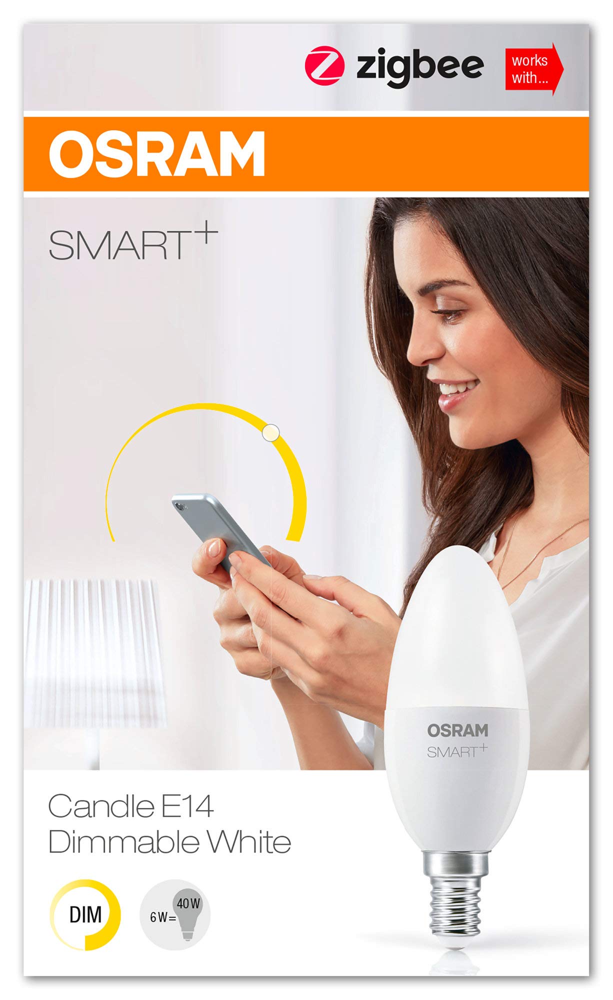 OSRAM Smart+ Lot de 4 Ampoules LED Connectées - Culot E14 - Forme Flamme - Dimmable - Blanc Chaud 2700K - 6W (équivalent 40W) - Zigbee - Compatible Android & Amazon Alexa