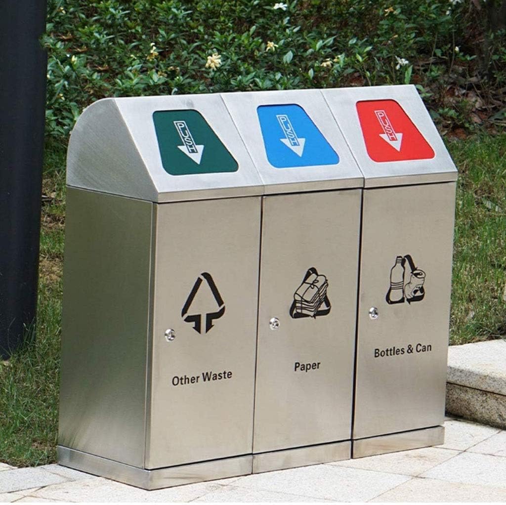 Kosz na śmieci na zewnątrz, sklasyfikowany kosz na śmieci ze stali nierdzewnej, kosz do kuchni i recyklingu, kosz na śmieci na zewnątrz(Red-one)