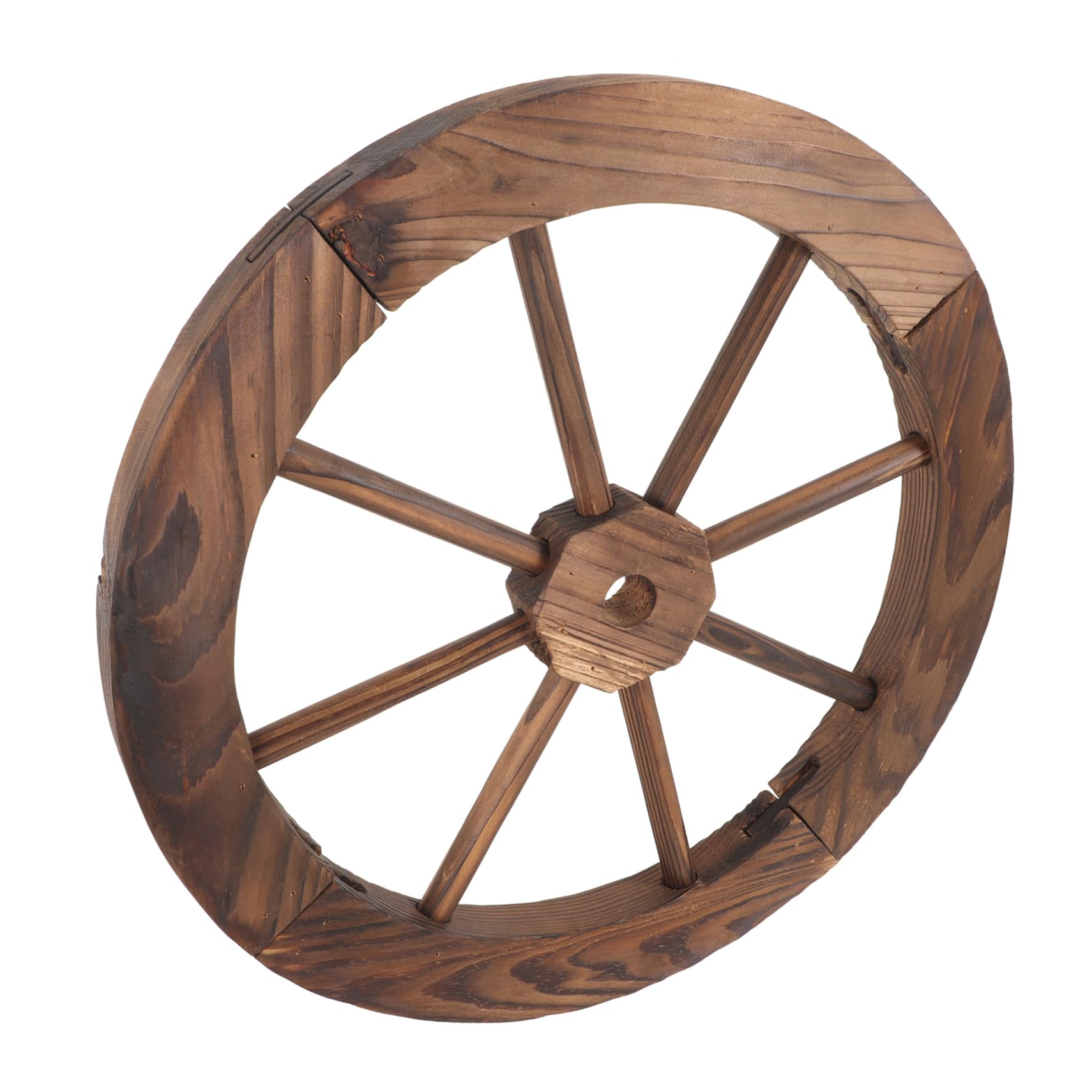 Roue en bois rustique pour habiller un mur vide avec un effet décoratif soigné unique
