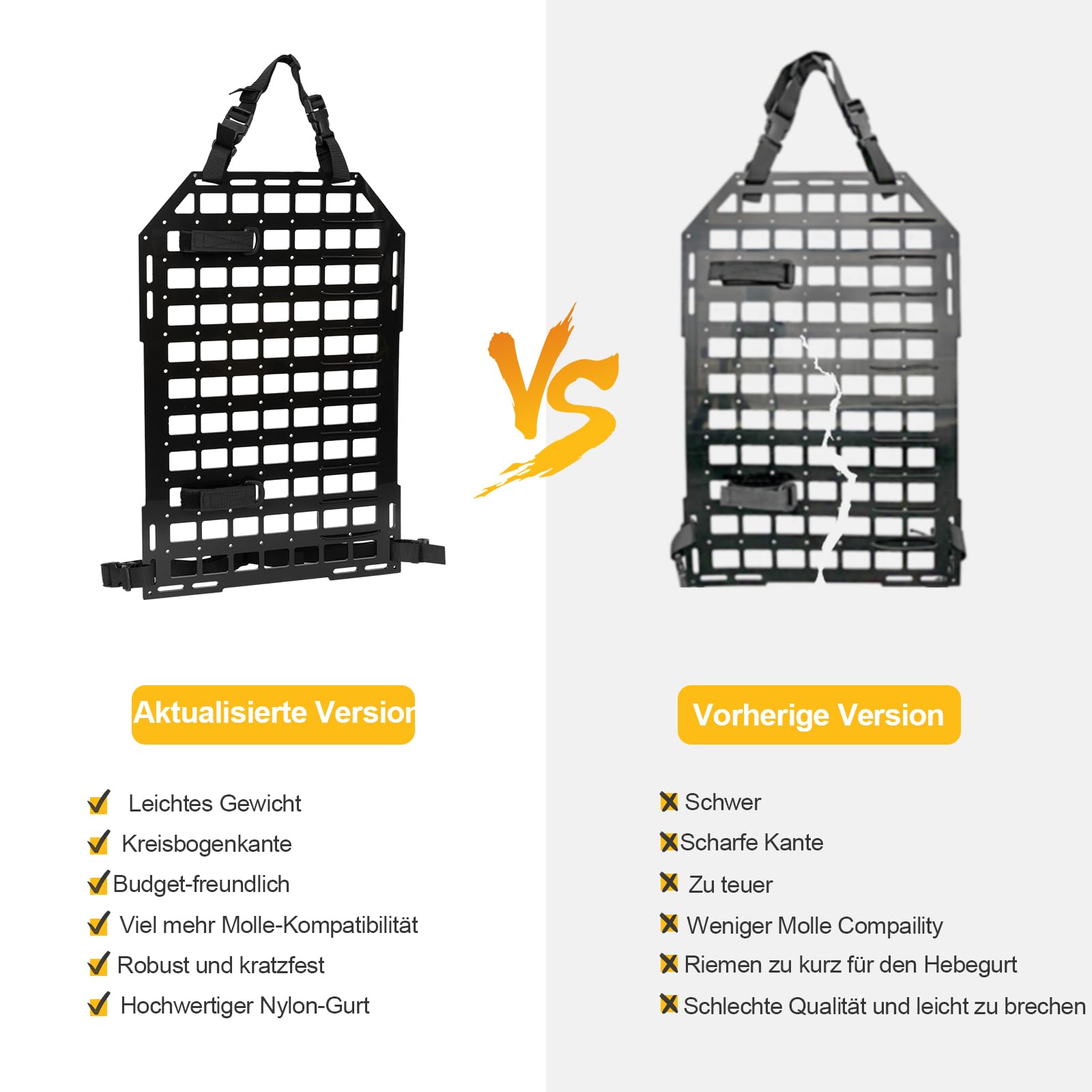 Sistema de panel táctico Molle para coche, protector de asiento trasero, organizador de 54,5 x 36 cm para el almacenamiento modular y visualización de equipos con correas de fijación para