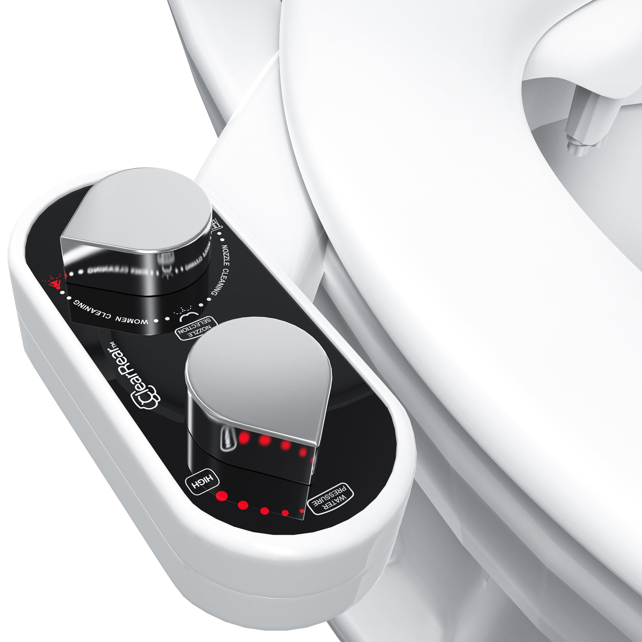 CLEAR REAR Bidet Attachment for Toilet Seat - Non-Electric with Self Cleaning Dual Nozzles, Leak Proof Connectors, Adjustable Water Spray, Rear &amp; Feminine Wash - Hygienic Bathroom Upgrades