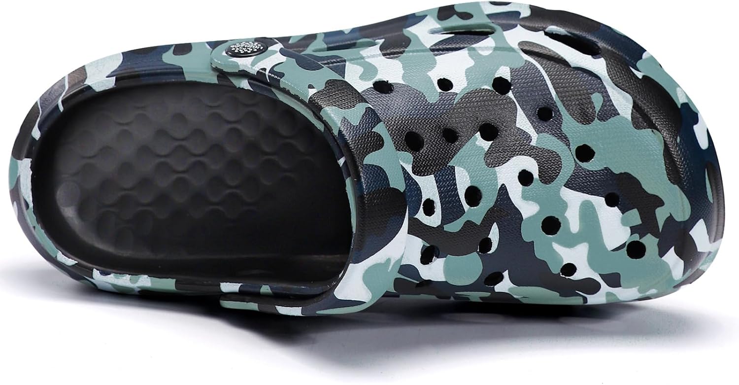 Kids Boys Girls Classic Camo Beach Clogs | Lightweight Water Sandals - Quick-Dry Non-Slip Light and Durable （Little Kid/Big Kid） 5 Big Kid Camo Black image 5 of 7 B0DKCZX52Q
