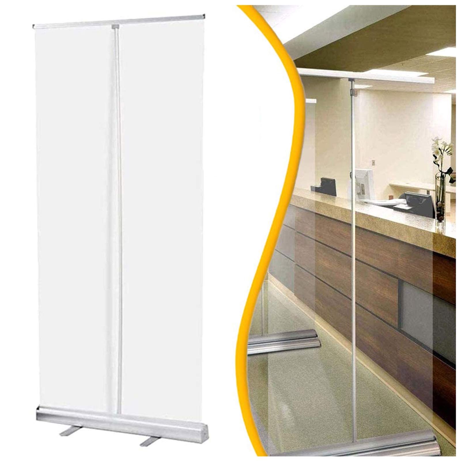 Transparent PVC mobile sneeze guard pour séparer les postes