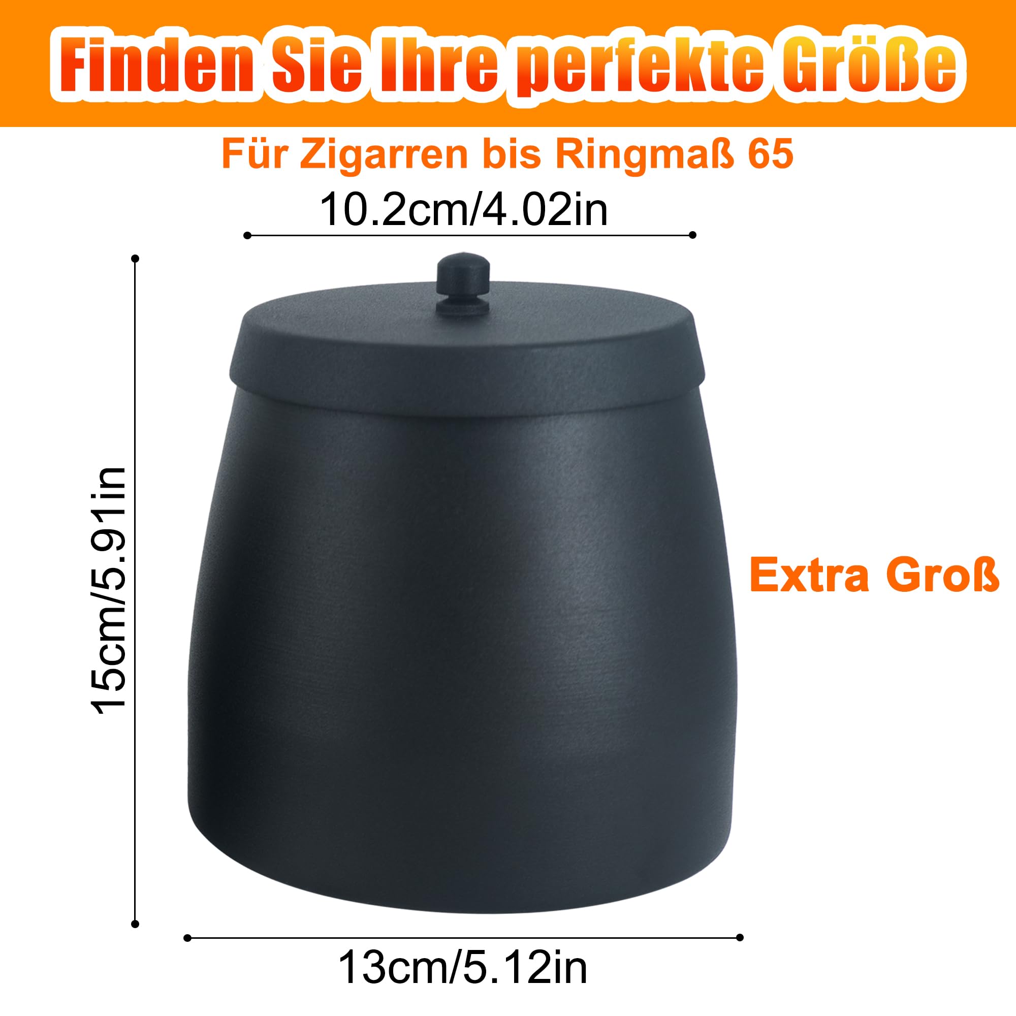 Zigarrenaschenbecher Groß mit Deckel, Winddicht & Regensicher für Drinnen und Draußen, 4 Zigarrenhalter Abnehmbarer Mittelsteg Rutschfester Boden, Zigarren Zubehör Geschenk für Männer (X-Large)