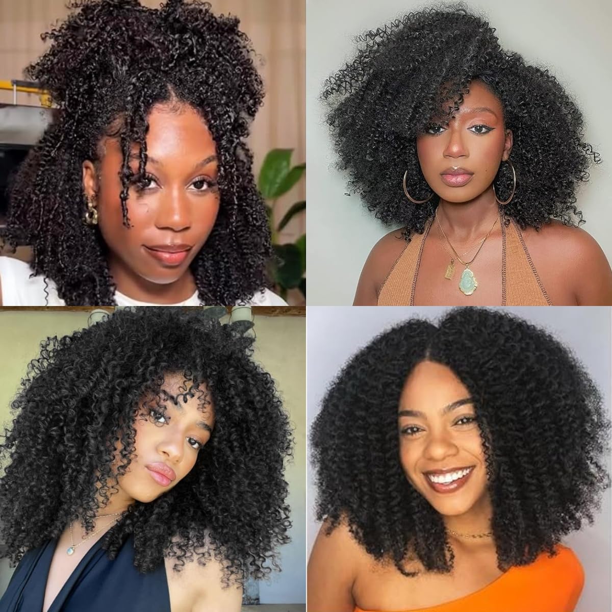 Feather Crochet Hair Extensions Afro Kinky Curly Pre Looped Crochet Human Hair Curly For Black Women Pre Separated Knotless Crochet Hair 16inch (60g refill pack)