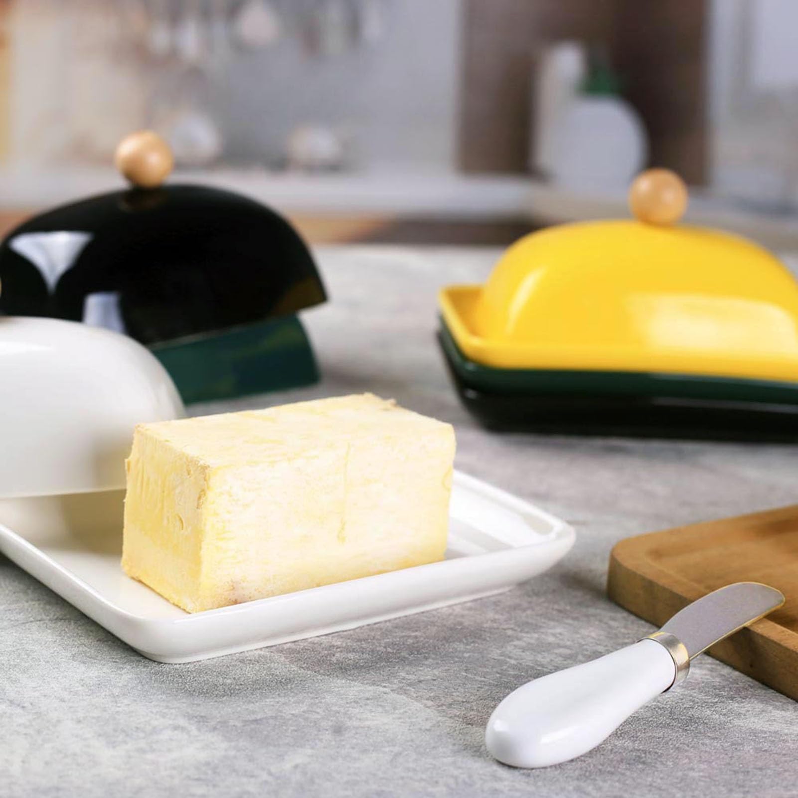 Beurrier avec couvercle, plateau facile à ramasser pour la décoration de la cuisine et la cuisine, idéal pour stocker et servir le beurre, design durable et élégant