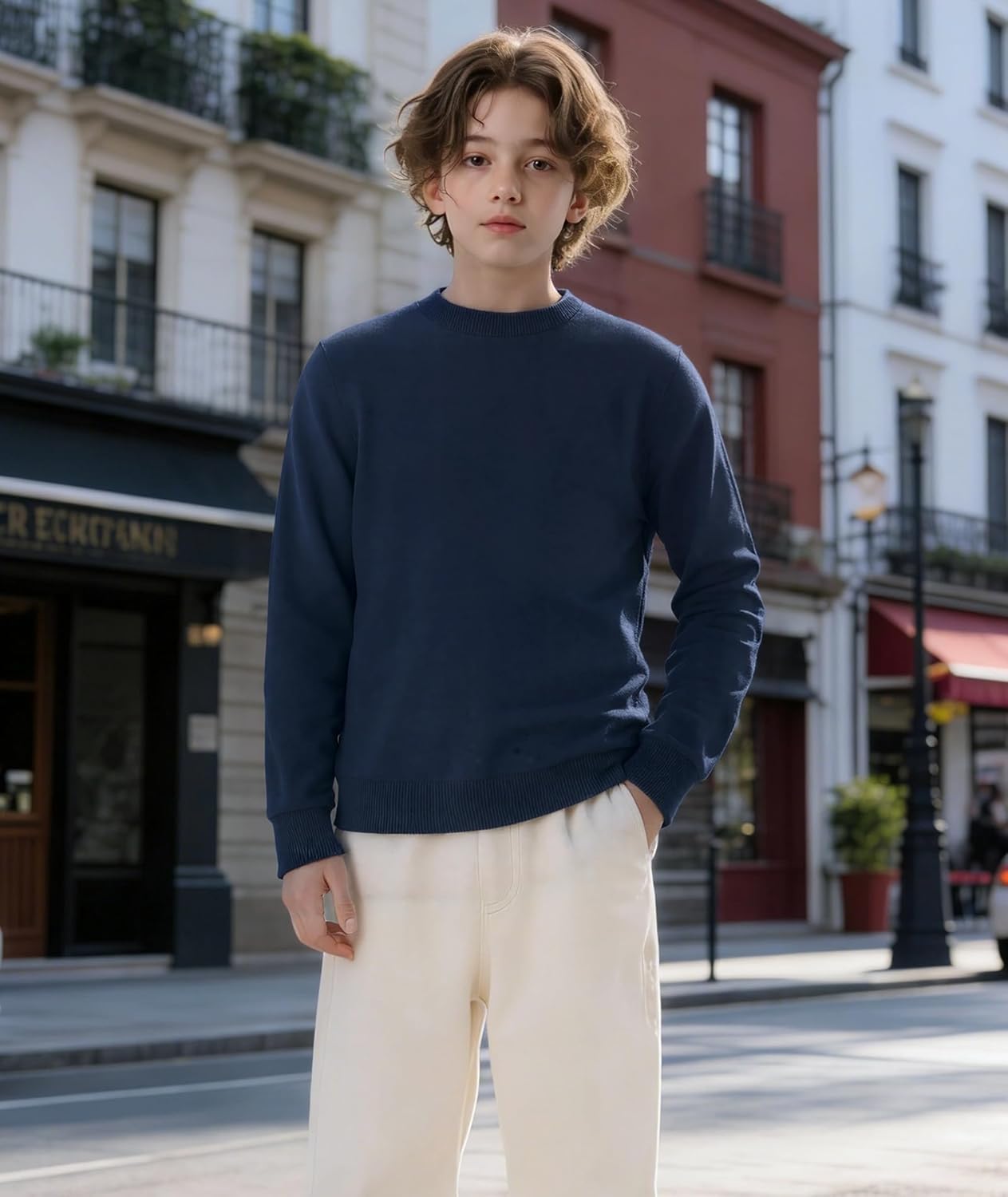 Little Beauty 3 Pack Boys Long Sleeve Shirts Cotton Crewneck Sweatshirts Soft Pullover Tops for Kids - Image 3