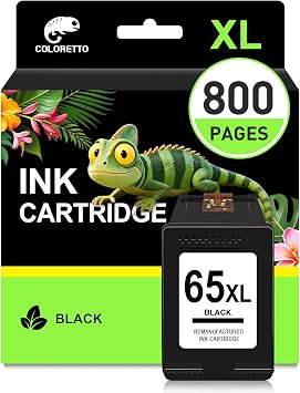 COLORETTO 65XL Black Ink Cartridge Replacement for HP 65 Black 65 XL