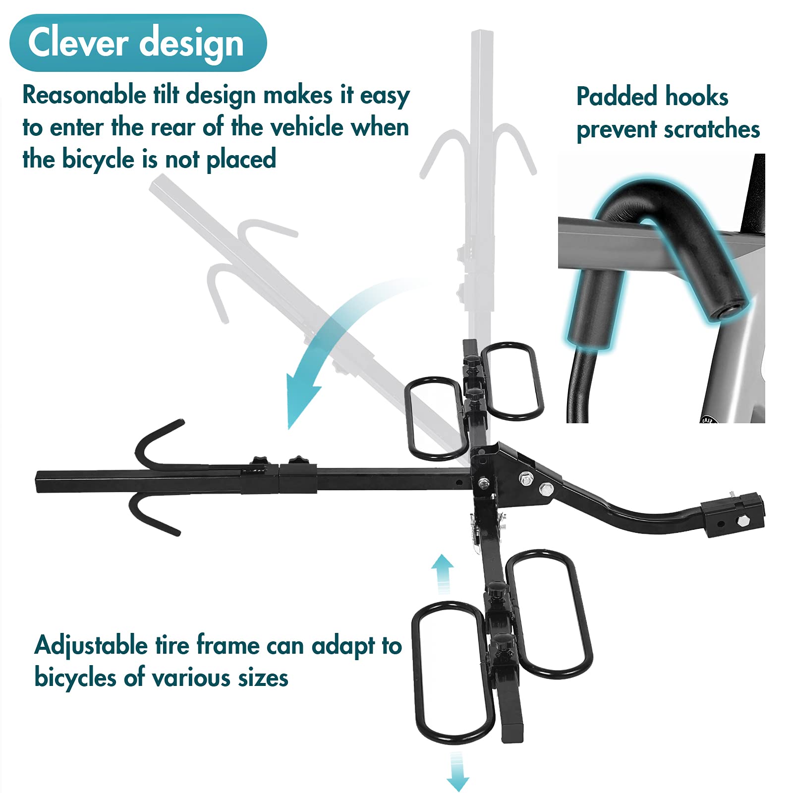 MKING Hitch Mount Bike Rack, Platform Style Bike Rack,Tray Style