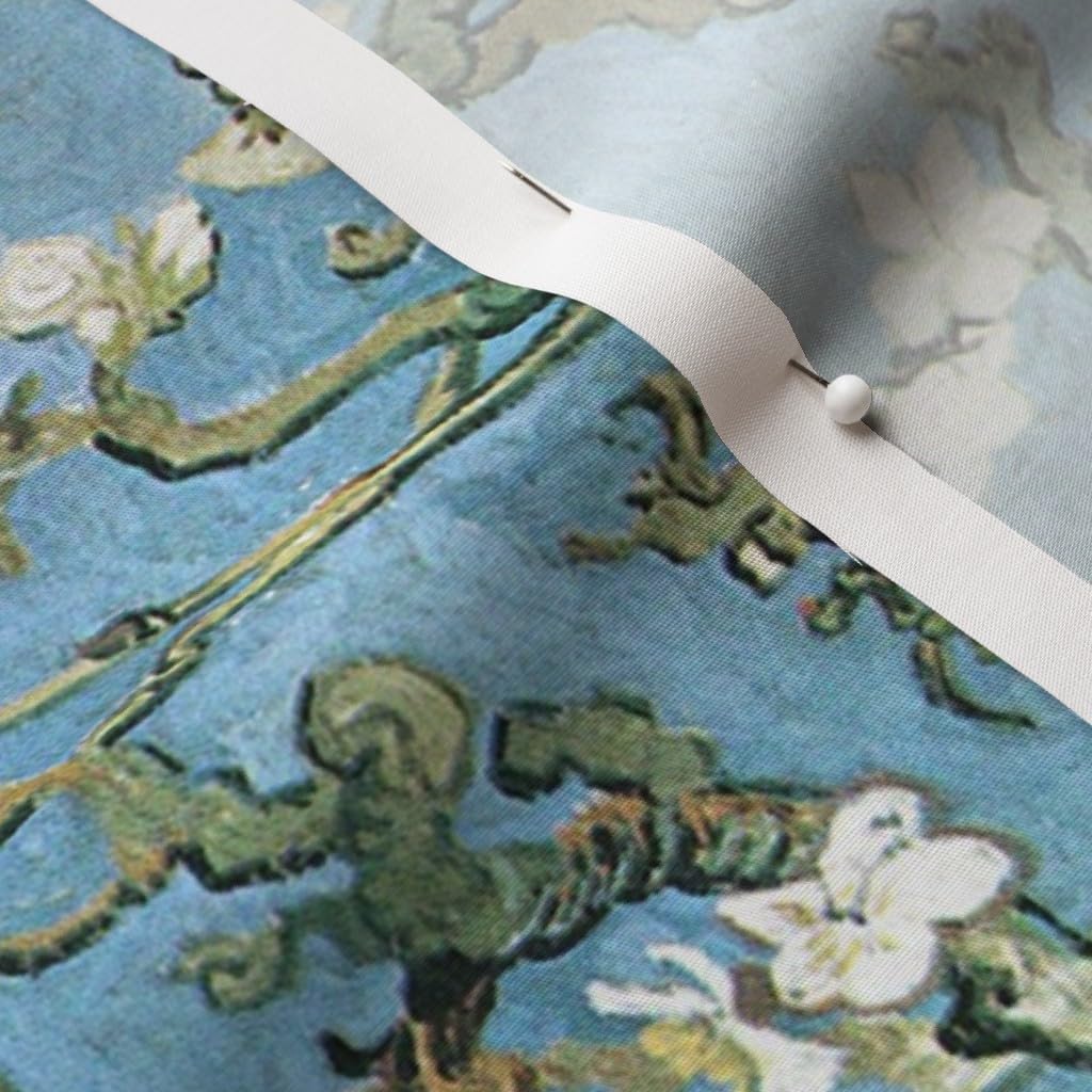 Spoonflower Fabric - Van Branches Almond Tree Blossom Blossoms Flowers Trees Blue Printed on Cotton Poplin Fabric by The Yard - Sewing Shirting Quilting Dresses Apparel Crafts