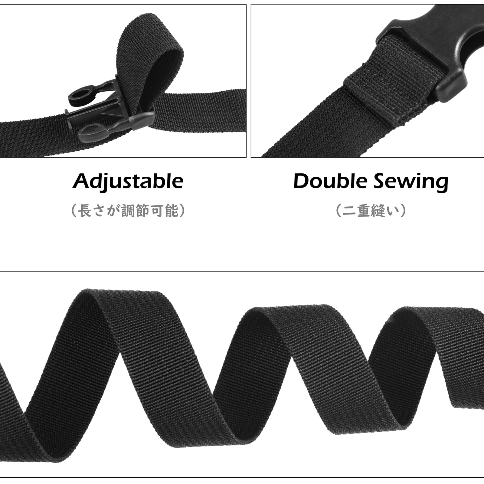 2 Cinghie Elastiche Per Bagagli - Regolabili Fino A 48cm, Per Fissare Borse A Valigie, Poliestere Nero - Foto 3