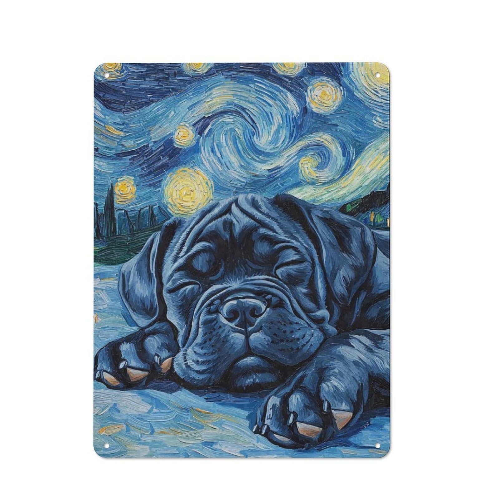 Junmoney Style-2 Vintage Tin Sign 40X30cm With Cane Corso Puppy Sleeping For Hobby Room Or Studio, For Metal Sign Collectors, For Garage And Workshop Walls
