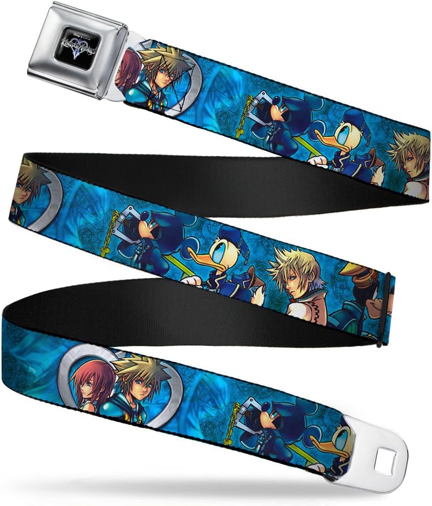Buckle-Down Seatbelt Belt - Kingdom Hearts 6-Character Pose2/Turquoise Blues - 1.0" Wide - 20-36 Inches in Length