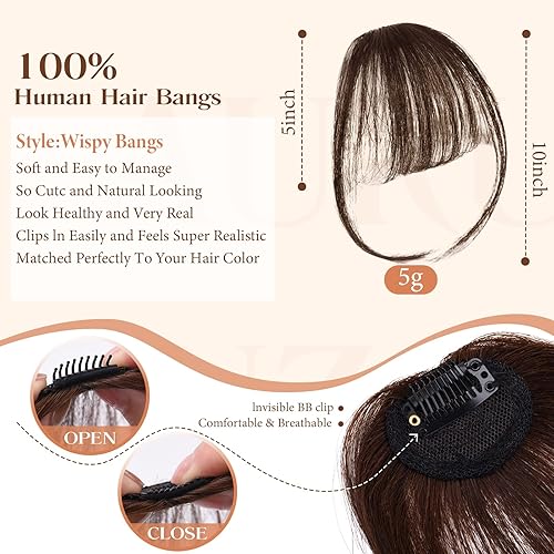 Miniatura 4 de Flequillo con clip, extensiones de flequillo 100% cabello humano