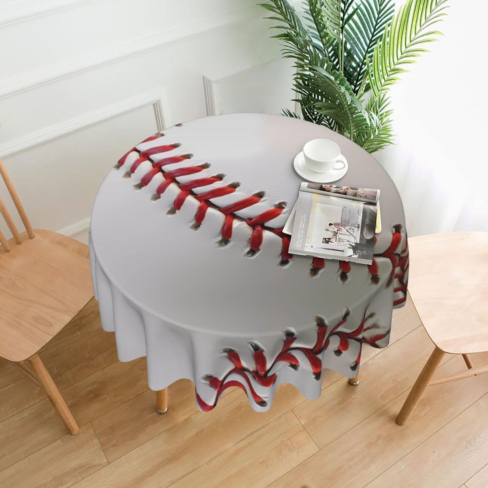 HJFCZH Sport Ball Baseball Prints Round Decorative Tablecloth 60in - High-Grade Polyester Throw for Dinners, Weddings & Everyday Use