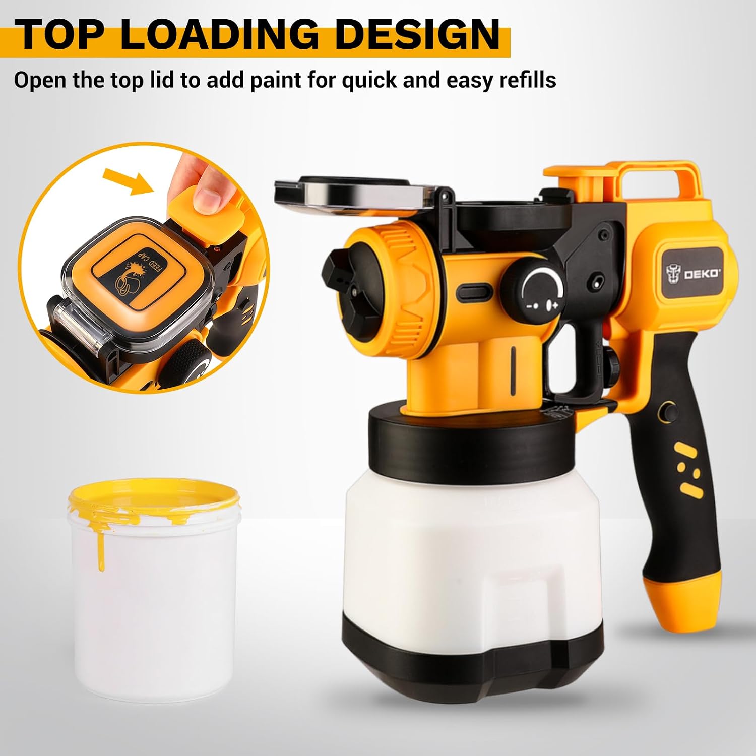 DEKOPRO Cordless Paint Sprayer, 20V with Battery / 800W Corded Brushless Spray photo 5