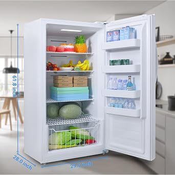 Smad 13.8 Cu.Ft Stand Up Freezer, Upright Freezer Frost Free with LED Control Panel, Door Ajar Alarm, Convertible Freezer Refrigerator for Garage, Kitchen, Home, Office, White