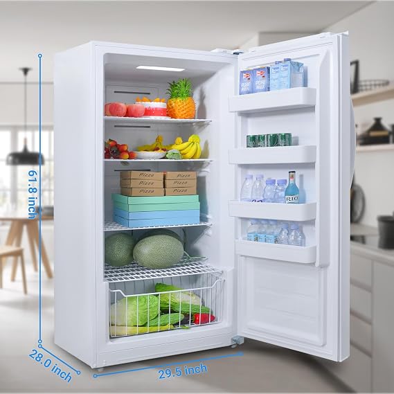 Smad 13.8 Cu.Ft Stand Up Freezer, Upright Freezer Frost Free with LED Control Panel, Door Ajar Alarm, Convertible Freezer Refrigerator for Garage, Kitchen, Home, Office, White