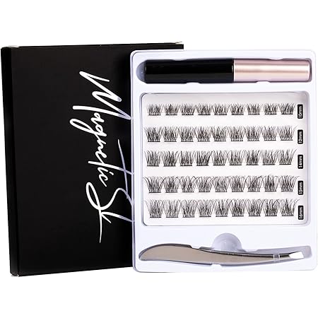 Lash Clusters, DIY Eyelashes Extensions 45Pcs Clusters Lashes with Glue Natural Look Wispy Fluffy Lash Extension Kit Reusable False Eyelashes Individual Lashes Mix 10-16mm C CC D Curl DIY at Home-DM04