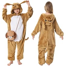Animal Hooded Costume for Kids Boys Girls Halloween Jumpsuit Cosplay One Piece Romper with Bag for Kids 6-13 Years