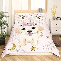 Vista 1 de Feelyou Funda de edredón para perro, tamaño matrimonial, funda de edredón de perro de dibujos animados lindos, juego de ropa de cama para cachorros
