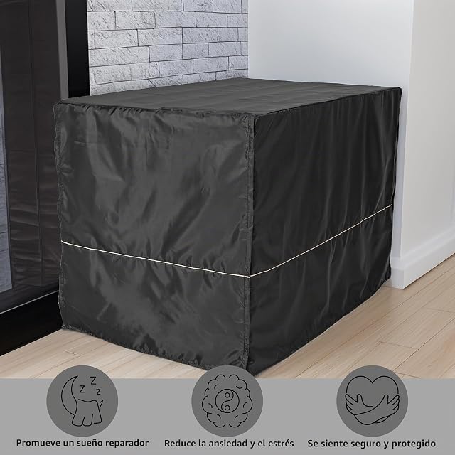Foto 2 de 6 de MidWest Homes for Pets - Funda para jaula de perro XL, poliéster negro, funda de privacidad para perrera…