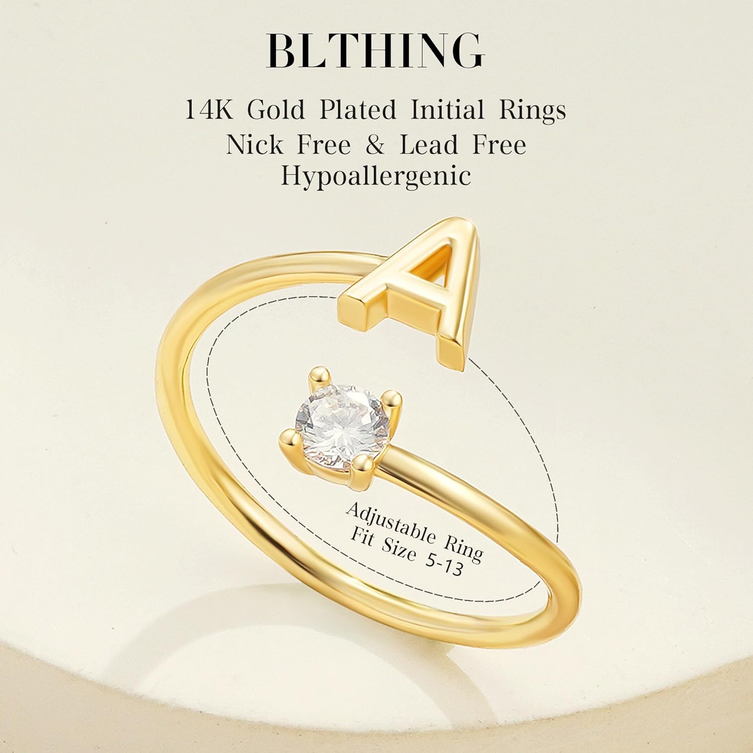Initial Rings for Girls Kids Women - Dainty 14K Gold Plated Dainty A - Z Initial Letter Rings No Tarnish Teen Girls Gifts Trendy Stuff Birthday Gifts for 5 6 7 8 9 10 Year Old Girl - Image 5