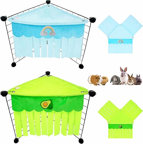 Miniatura 31 de Escondite de conejillo de indias, lindo conejillo de indias esquinero de forro polar con cortina de 3 lados, hamaca de conejo de juguete y cama