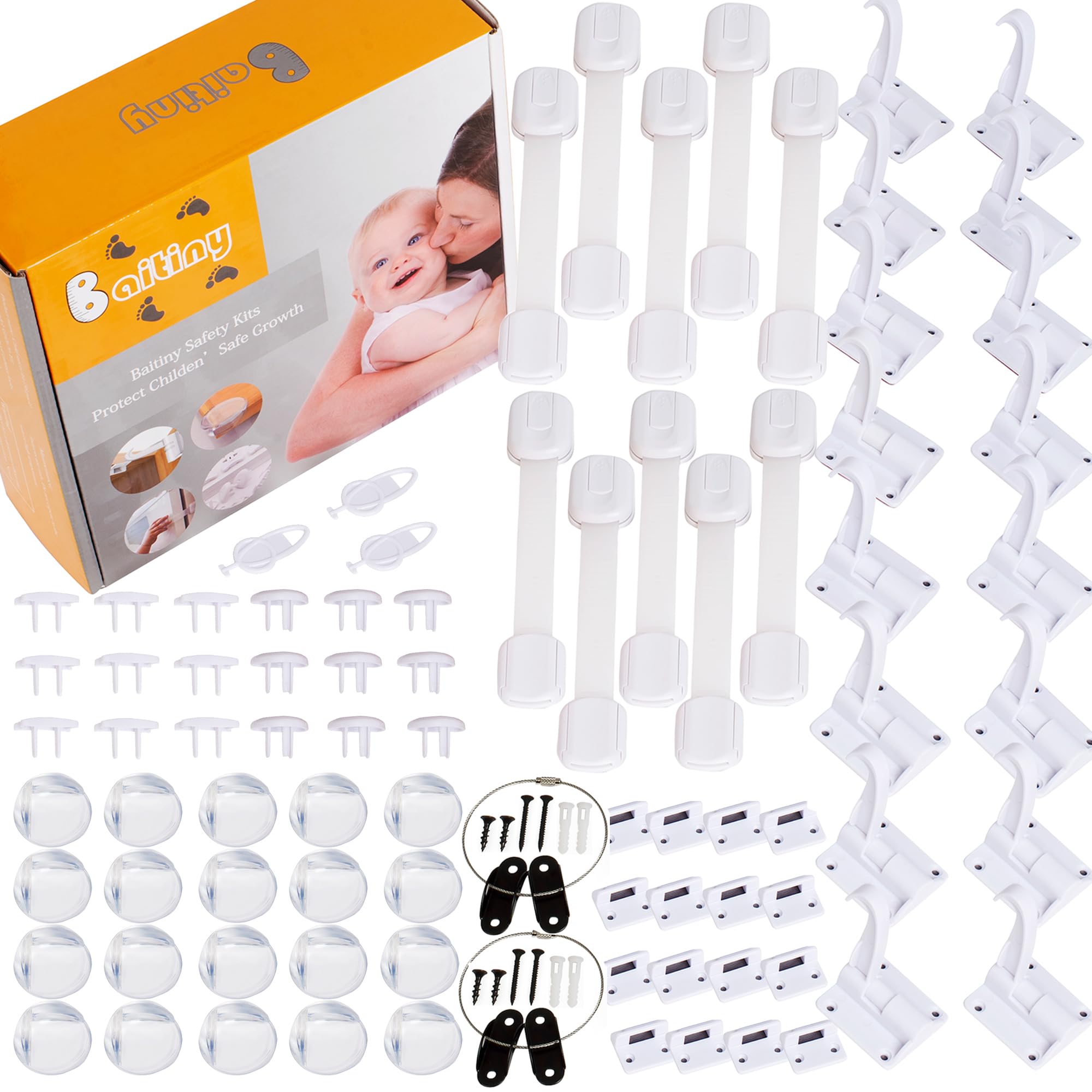 Kit a prueba de bebés, juego de 85 piezas con cerraduras de gabinete a prueba de niños