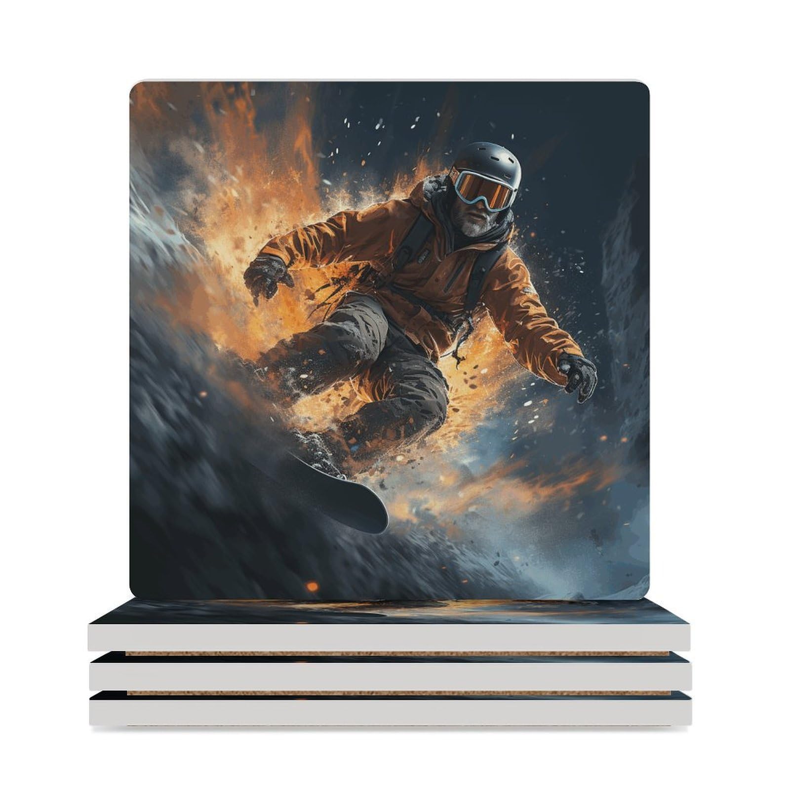 Dessous de verre snowboarder table basse réutilisable protection support verre glisse