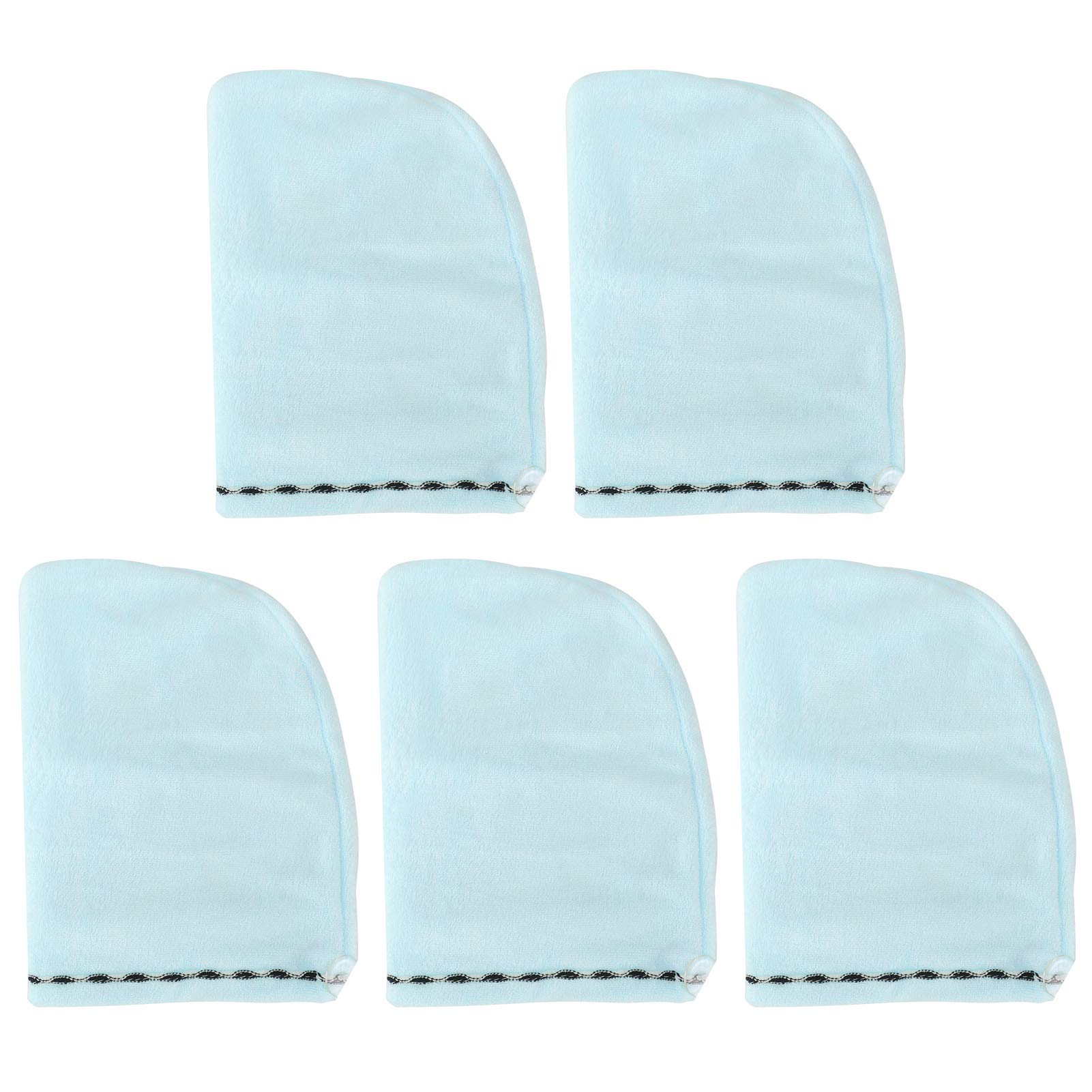 Serviette enveloppante pour cheveux contre les frisottis turban bleu lot de 5