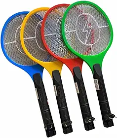 Raquete Elétrica Mata Mosquito Recarregável Bivolt 110/220V com Botão de Segurança, LED Indicador, Eficaz contra Pernilongo, Mosquito da Dengue e Insetos, Linha Premium – Cores Sortidas