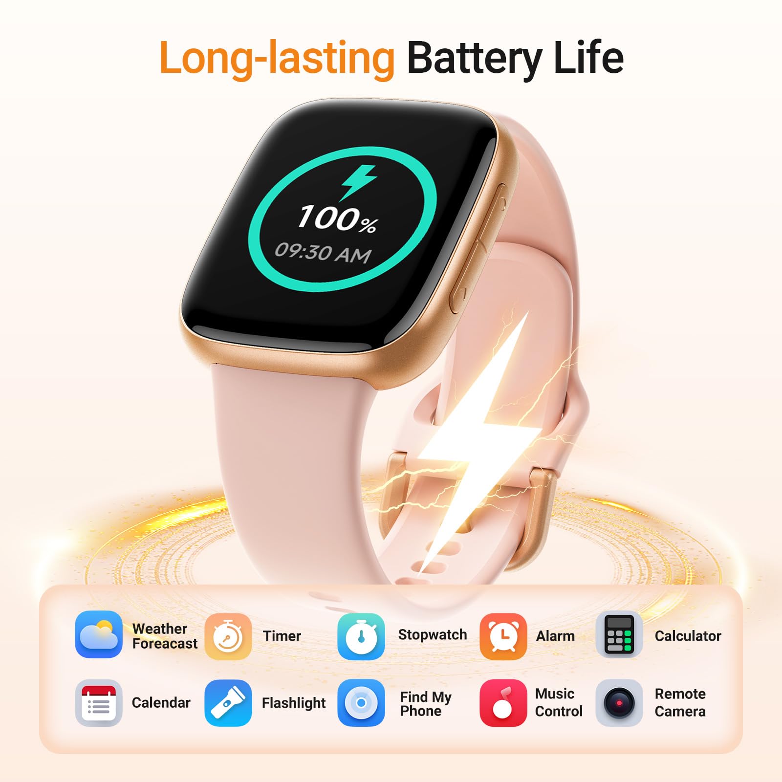 Fitpolo Smart Watch for Women, 1.85" AMOLED Fitness Tracker with Bluetooth Call, Heart Rate/Sleep/SPO₂ Monitor, 100+ Sports Modes, 3ATM Waterproof Smartwatch for Android/iPhone, Includes 2 Bands