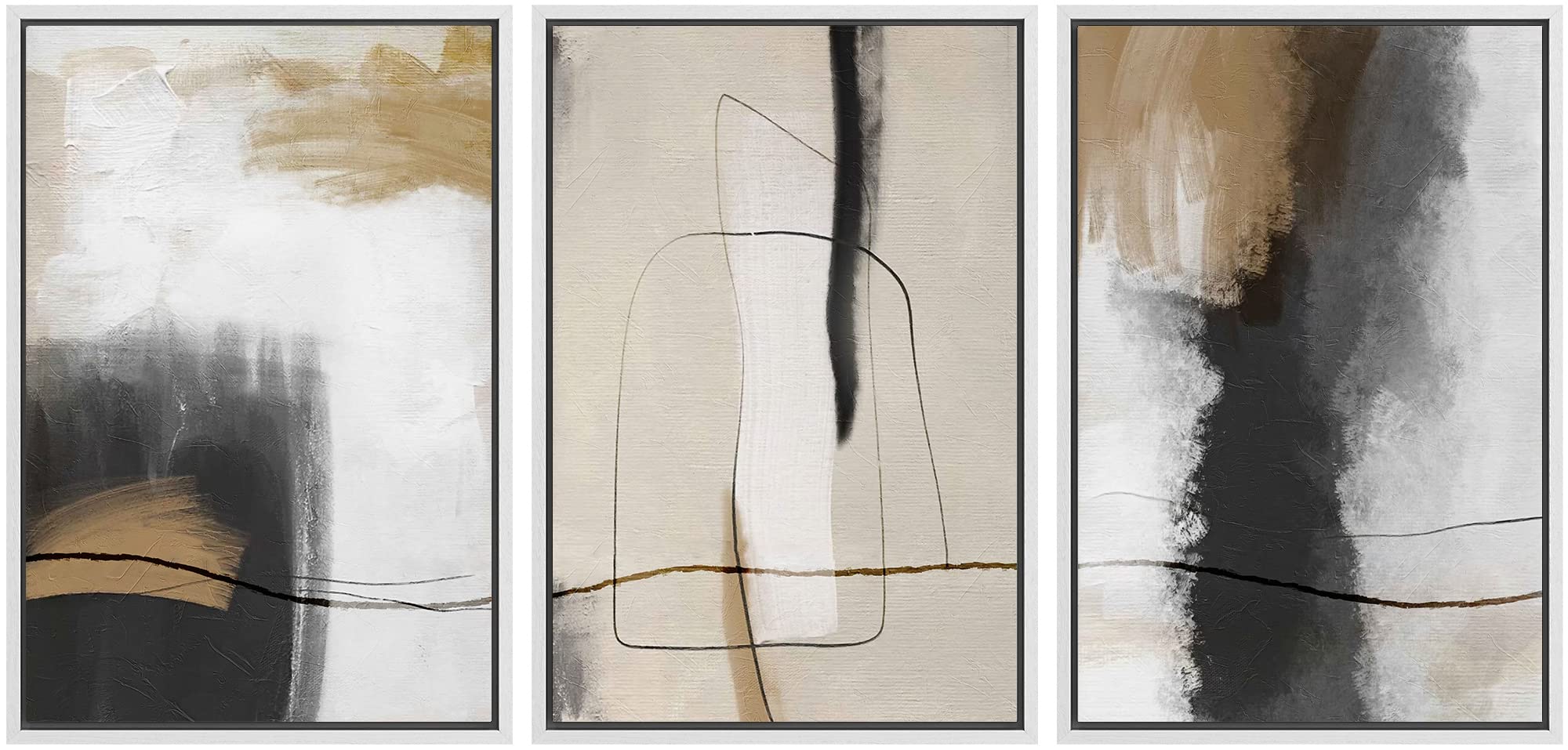 SIGNWIN Framed Canvas Print Wall Art Set Coastal Serenity Abstract Seaside Illustrations Modern Art Decorative Rustic Calm/Zen for Living Room, Bedroom, Office - 24"x36"x3 Natural — view 89