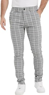 Men's Plaid Pants Skinny Dress Pants for Men Skinny Chino Pants Men