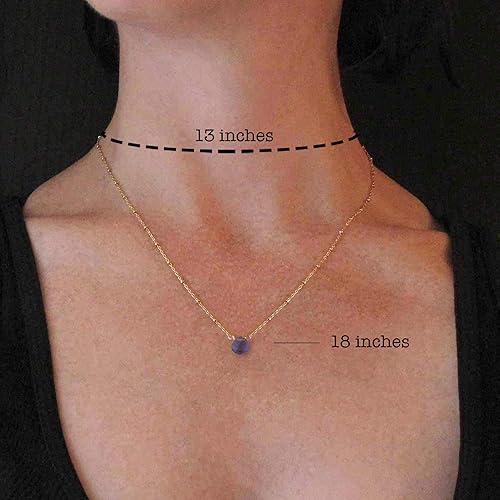 Miniatura 2 de Dainty Amethyst Necklace February Birthstone Genuine Gemstone 14k Gold Filled 18 Inch