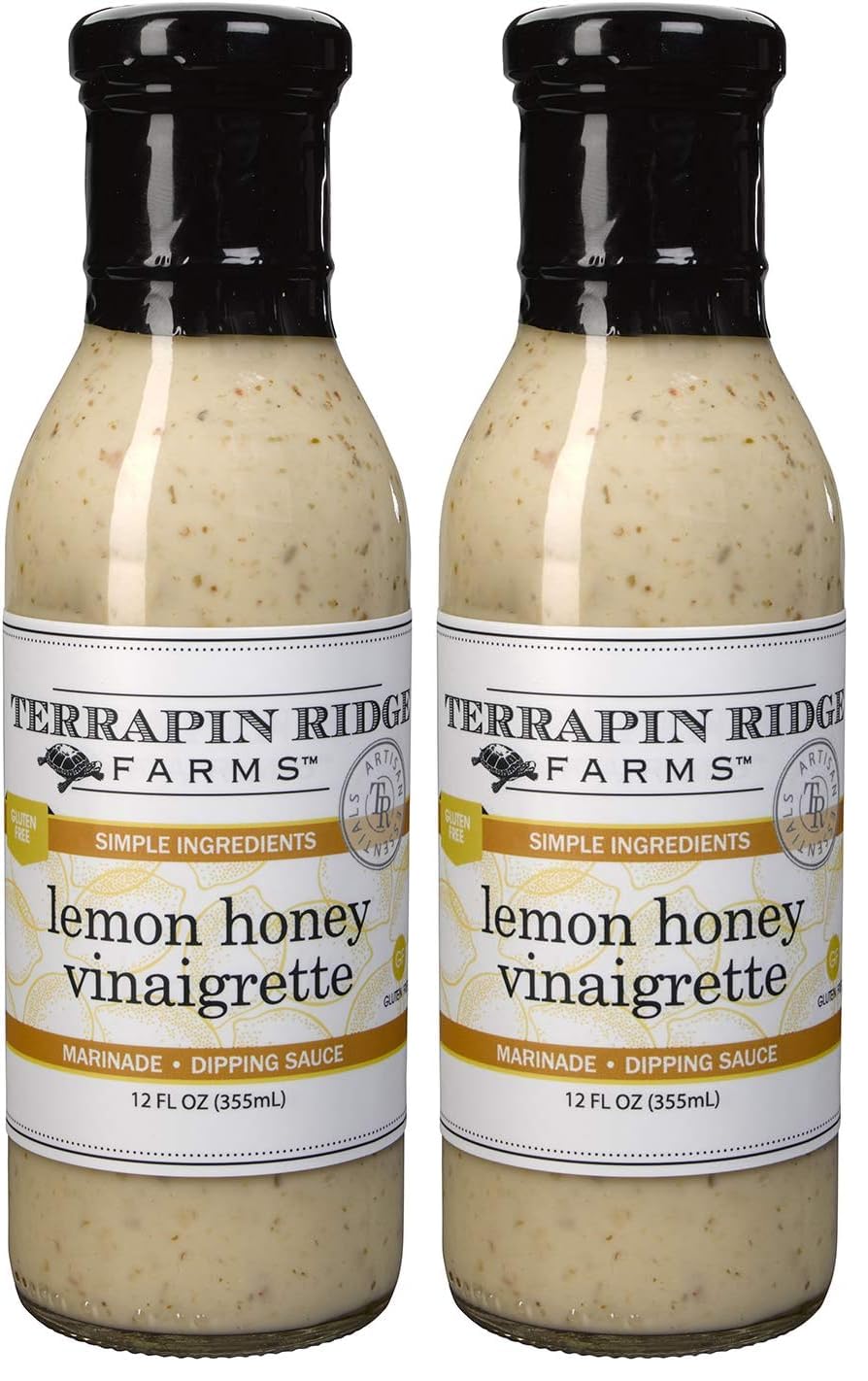 Terrapin Ridge Farms Lemon Honey Vinaigrette Dressing – Light and Zesty Marinade for Salads, Fish & Chicken, Gluten & Dairy Free – 12 fl oz bottle (Pack of 2)
