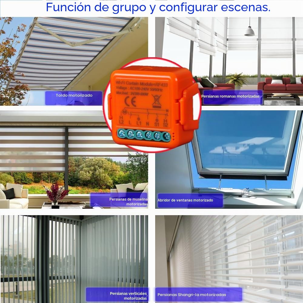 Interruptor de Persiana WiFi con Mandos a Distancia RF, Módulo Receptor 433 MHz, Control de Cortinas Eléctricas, Módulo Control Temporizador, Aplicación Smart