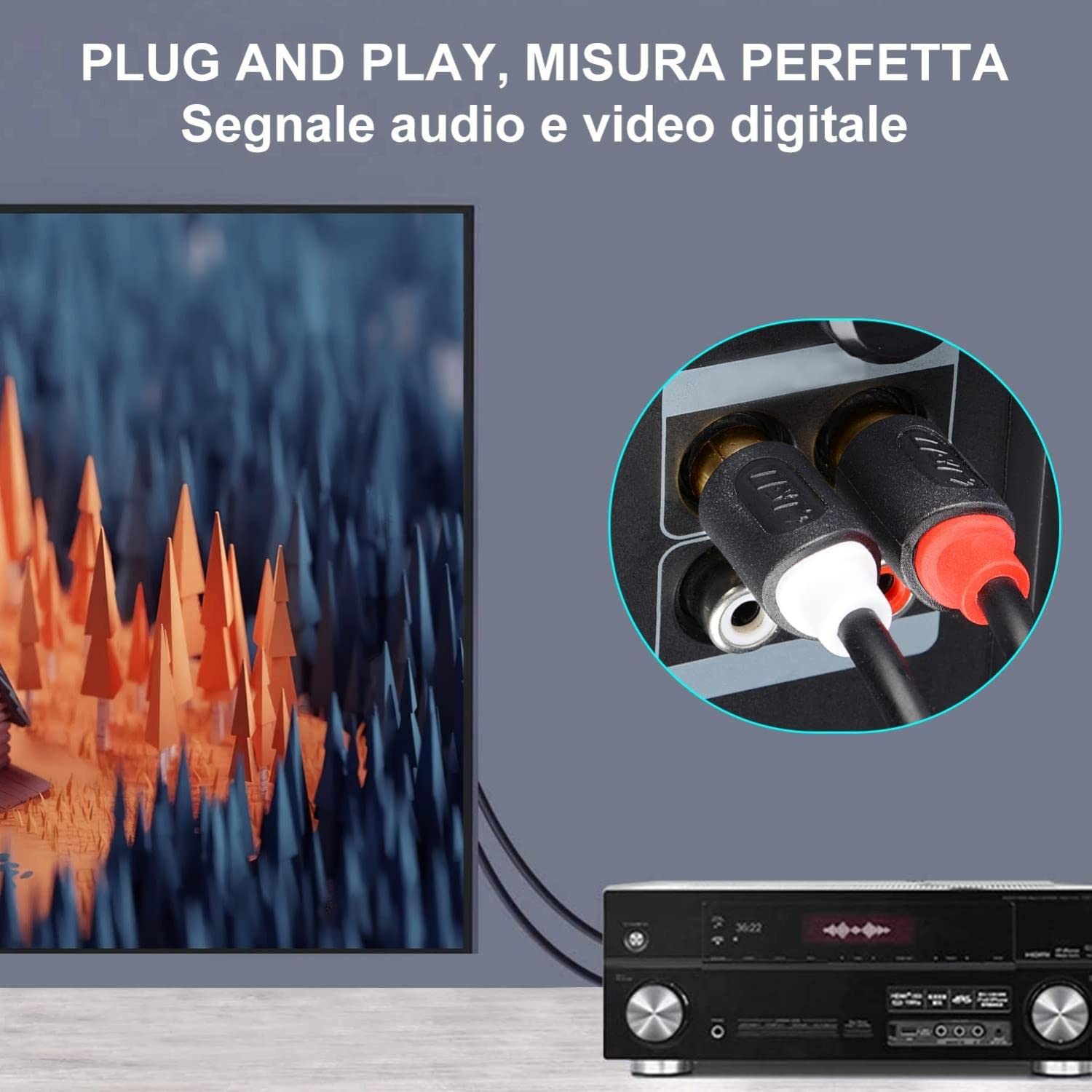 Cavo Audio Stereo 6 Python RCA Femmina A 2RCA Maschio &ndash; Placcato Oro