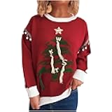 Womens Ugly Christmas Sweaters Christmas Tree Holiday Graphic Knit Sweater Pullover Tops Fall Winter Clothes Outfits