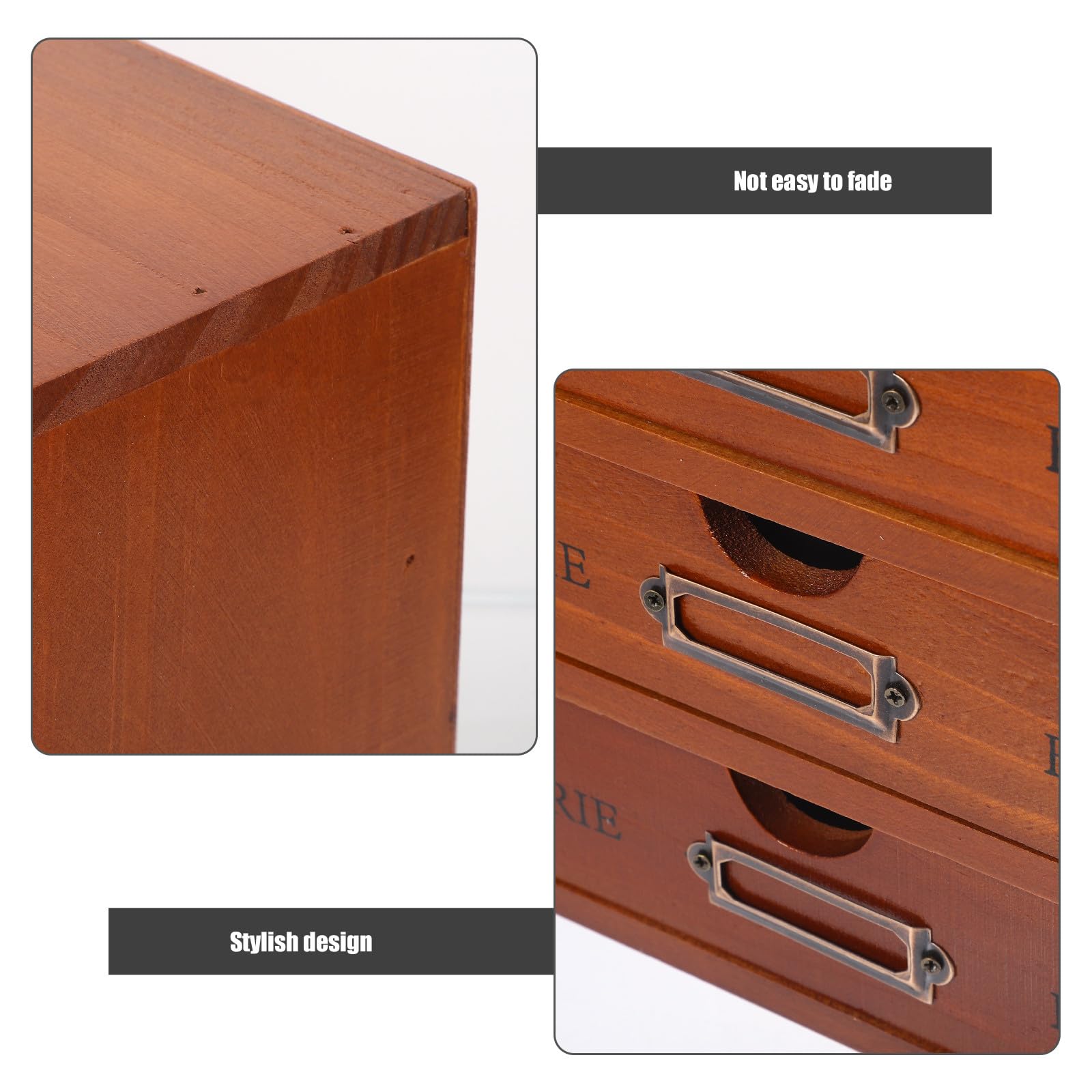 Madera Organizador de Escritorio 3 Cajones, Marrón