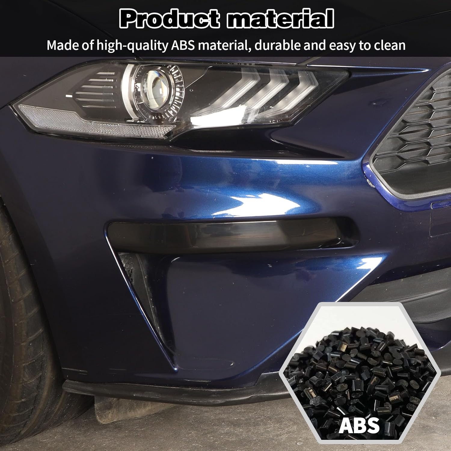 Carbon Fiber Front Fog Lamp Light Cover Trim Frame Car Outer Front Left Right Fog Driving Light Trim Bezel Compatible with Ford Mustang 2018+ Exterior Accessories